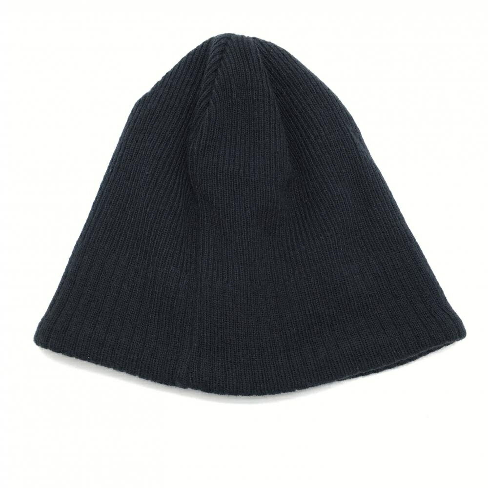 【美品】ニューエラ ニット帽 ネイビー ロゴ刺しゅう 内側フリース地 ゴルフウェア New Era