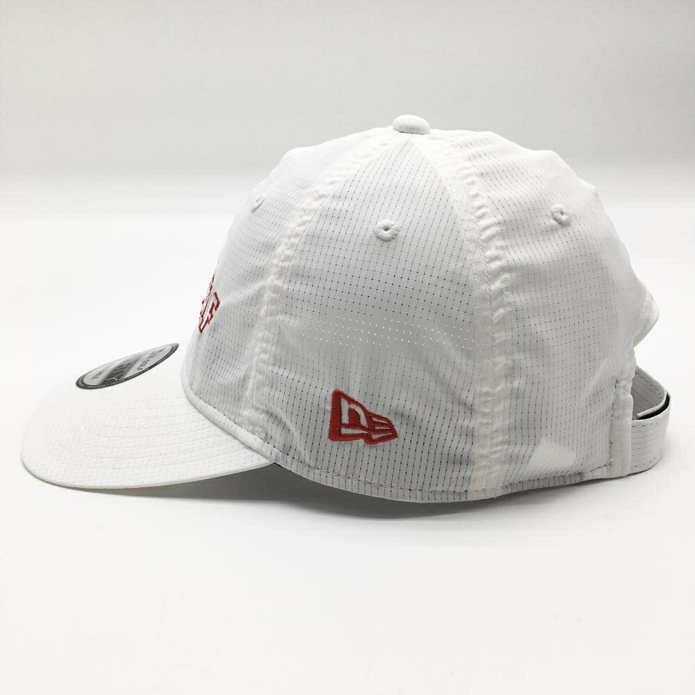 【美品】ビームスゴルフ×ニューエラ キャップ 白×レッド ロゴ刺しゅう メッシュ調 ゴルフウェア BEAMS GOLF