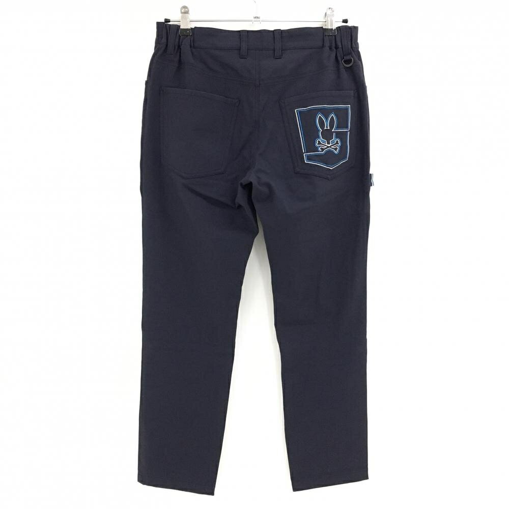 【超美品】サイコバニー パンツ ネイビー ストレッチ スカルラビット ウエスト一部ゴム メンズ M ゴルフウェア Psycho Bunny