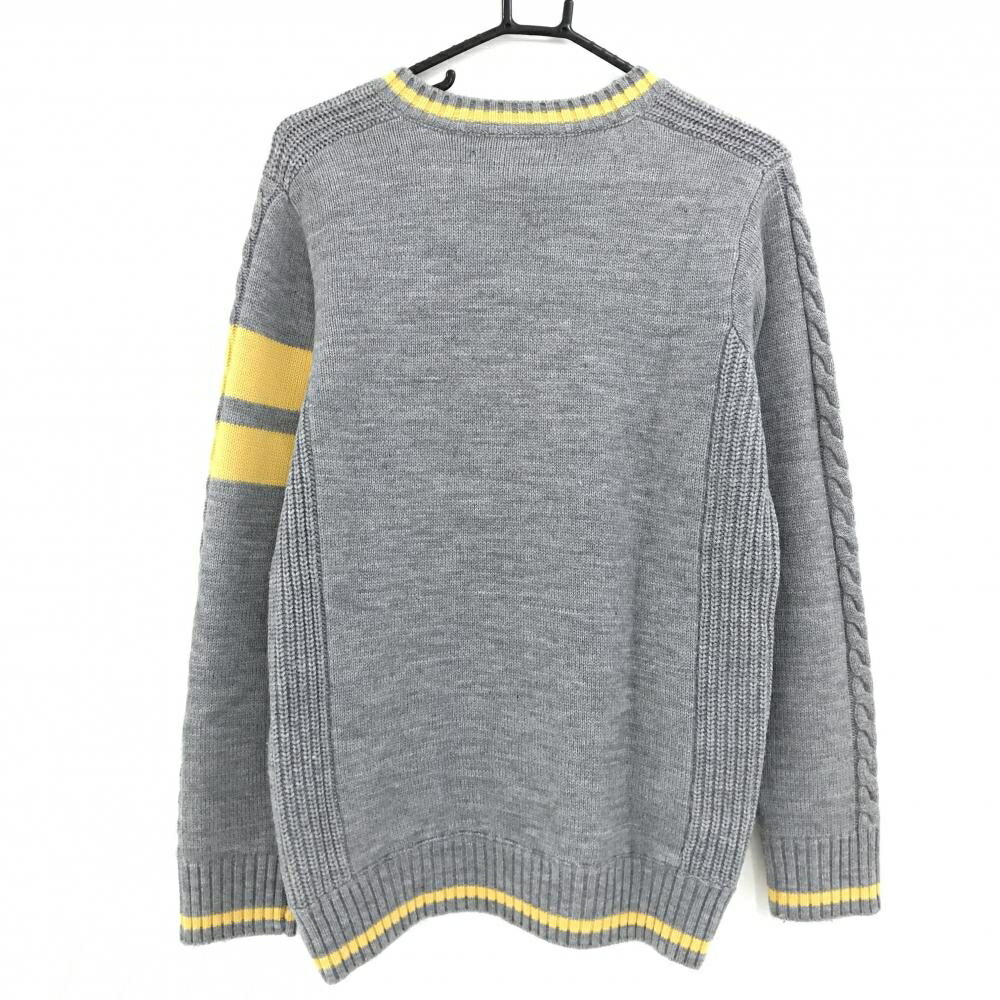 【美品】ビバハート セーター グレー×イエロー Vネック 後身頃裏地 メンズ 48(M) ゴルフウェア VIVA HEART