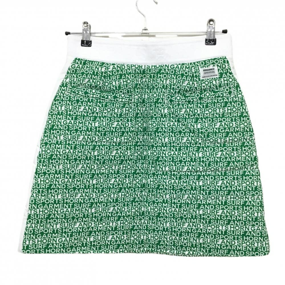 【超美品】ホーンガーメント 中綿スカート グリーン×白 総柄 フロントジップ マークアンドロナ レディース 40(L) ゴルフウェア MARK＆LONA