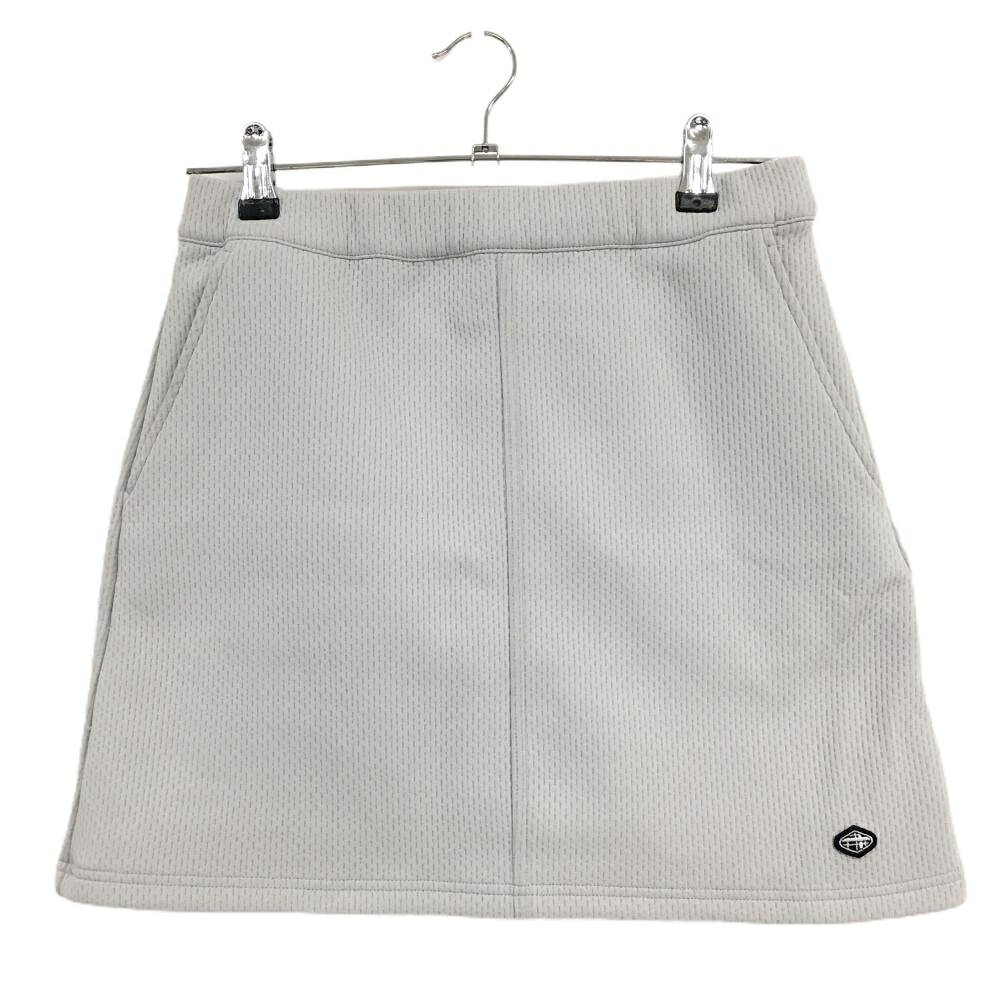【美品】フィドラ スカート ライトグレー 凹凸生地 ウエスト紐チェック柄 レディース M/M ゴルフウェア FIDRA