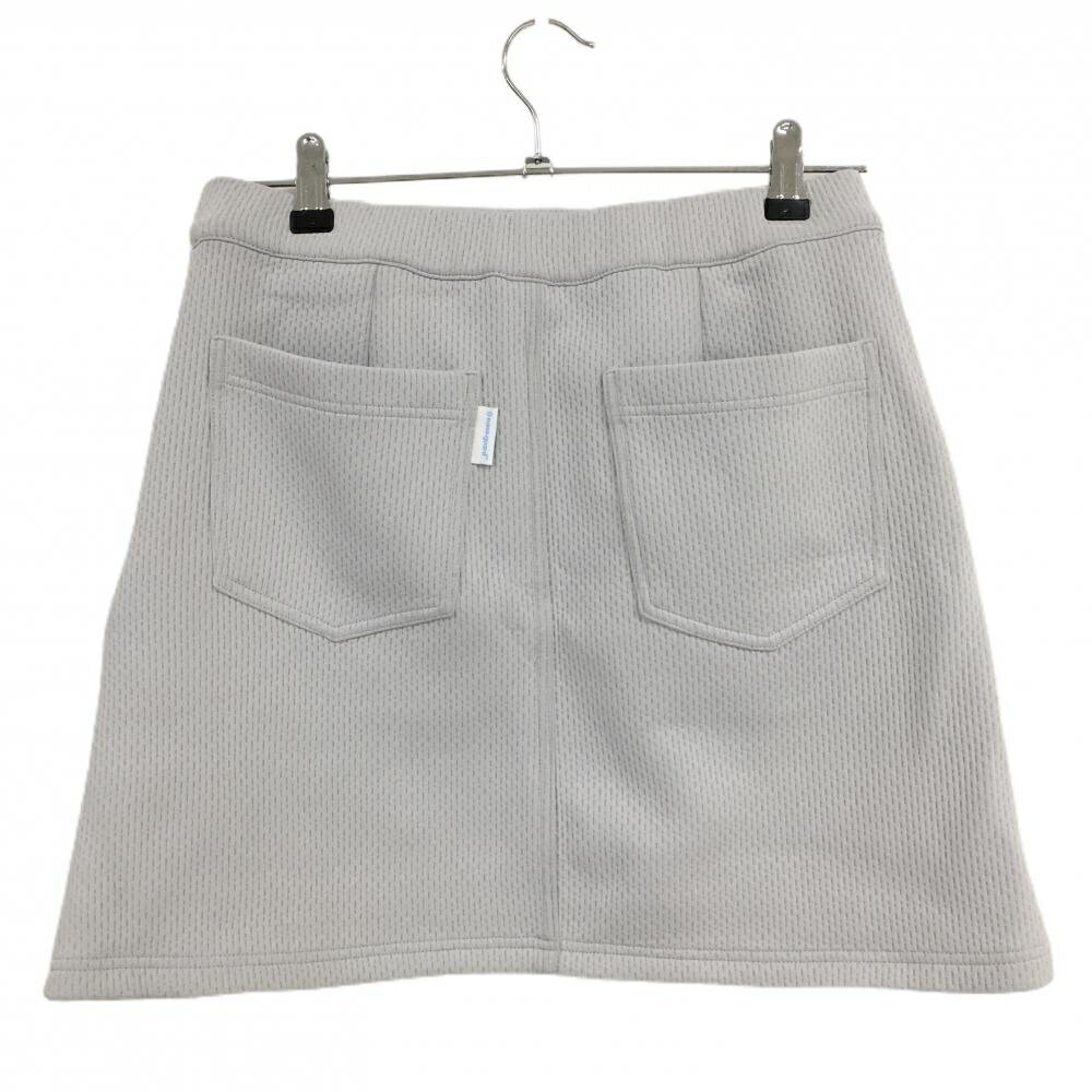 【美品】フィドラ スカート ライトグレー 凹凸生地 ウエスト紐チェック柄 レディース M/M ゴルフウェア FIDRA