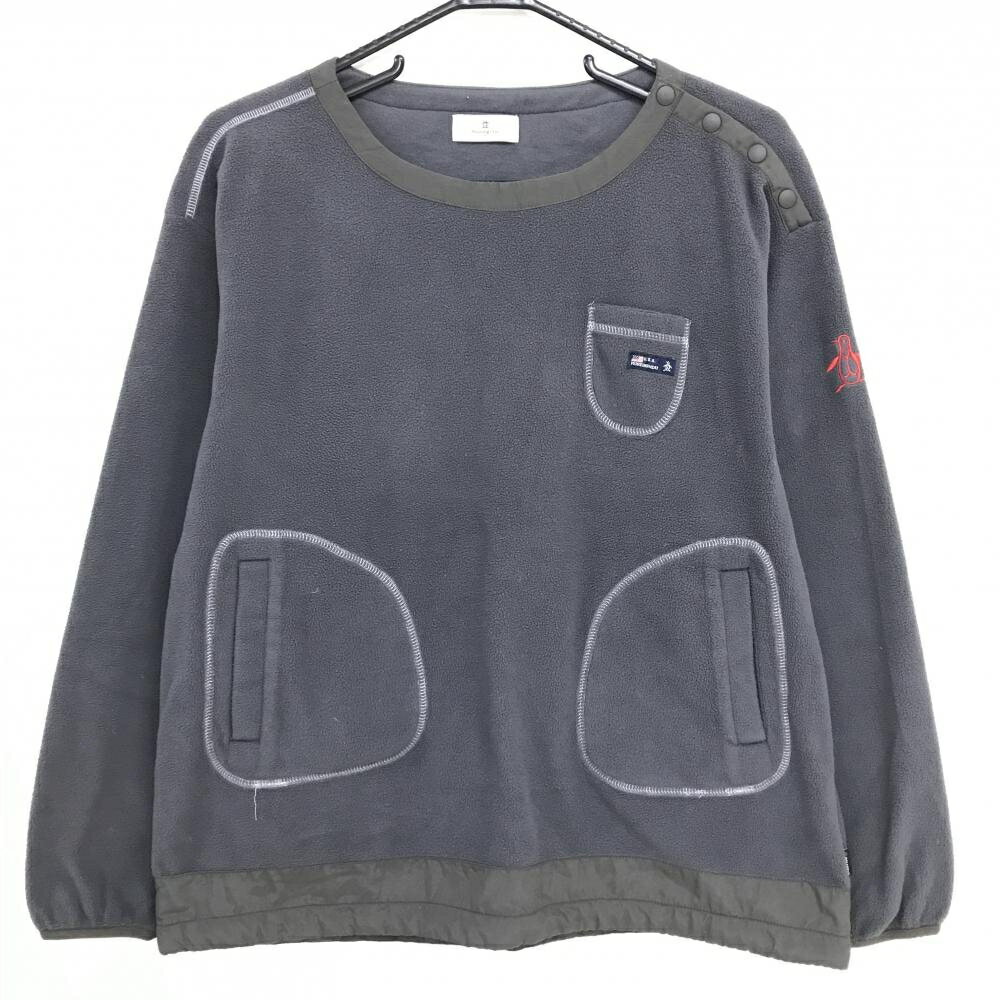 マンシングウェア フリーストレーナー ダークグレー×カーキ系 肩スナップボタン 裾ドローコード レディース L ゴルフウェア Munsingwear