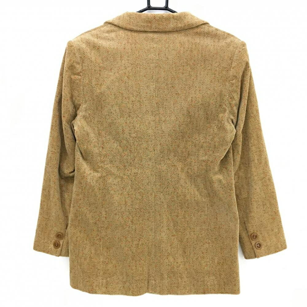 【美品】ブラックアンドホワイト コーデュロイテーラードジャケット ライトブラウン系 裏地付き レディース L ゴルフウェア Black＆White