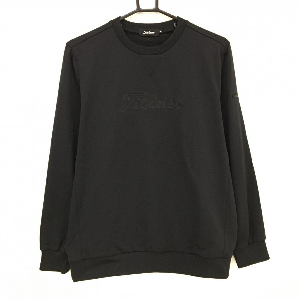 【超美品】タイトリスト トレーナー 黒 胸元ロゴ 袖シリコンワッペン メンズ M ゴルフウェア TITLEIST