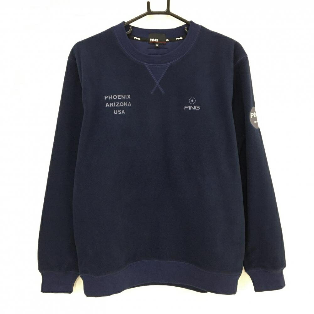 ピン トレーナー ネイビー フリース生地 ロゴ刺しゅう メンズ M ゴルフウェア PING