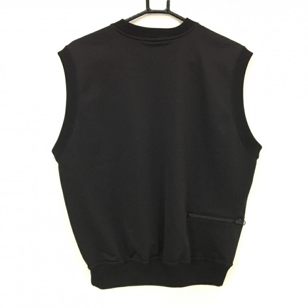 【美品】キャスコ ベスト 黒 ロゴ刺しゅう 裏起毛 メンズ M ゴルフウェア kasco