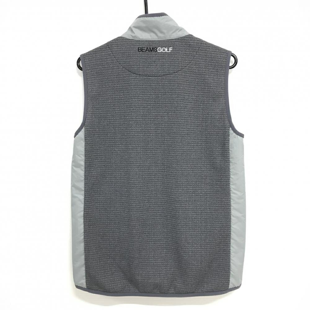 【超美品】ビームスゴルフ 切替アウターベスト グレー×ライトグレー ロゴ刺しゅう 裏起毛 メンズ M ゴルフウェア BEAMS GOLF