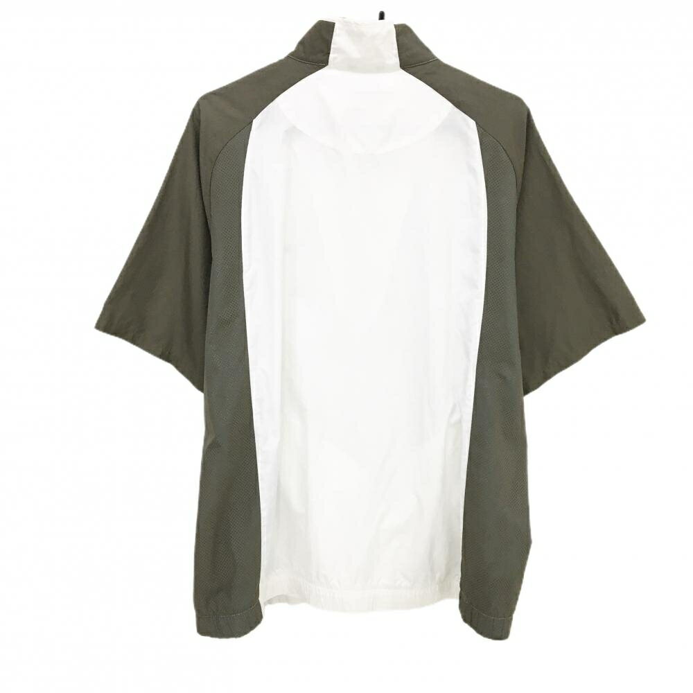 ナイキ 半袖ブルゾン 白×ブラウン ハーフジップ サイドメッシュ調 メンズ XL TG EG ゴルフウェア NIKE