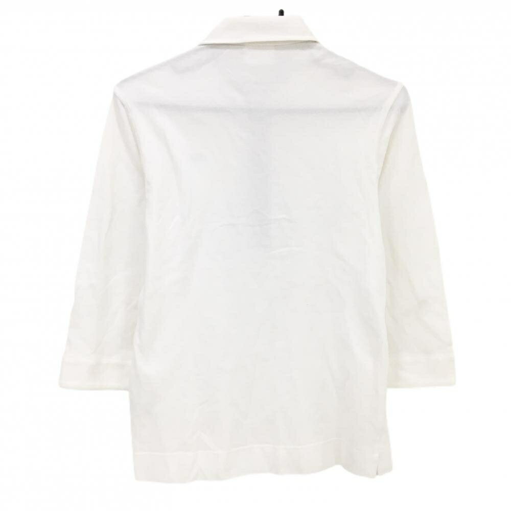 ラコステ 長袖ポロシャツ 白 胸ロゴ 七分袖 レディース 3(M) ゴルフウェア LACOSTE