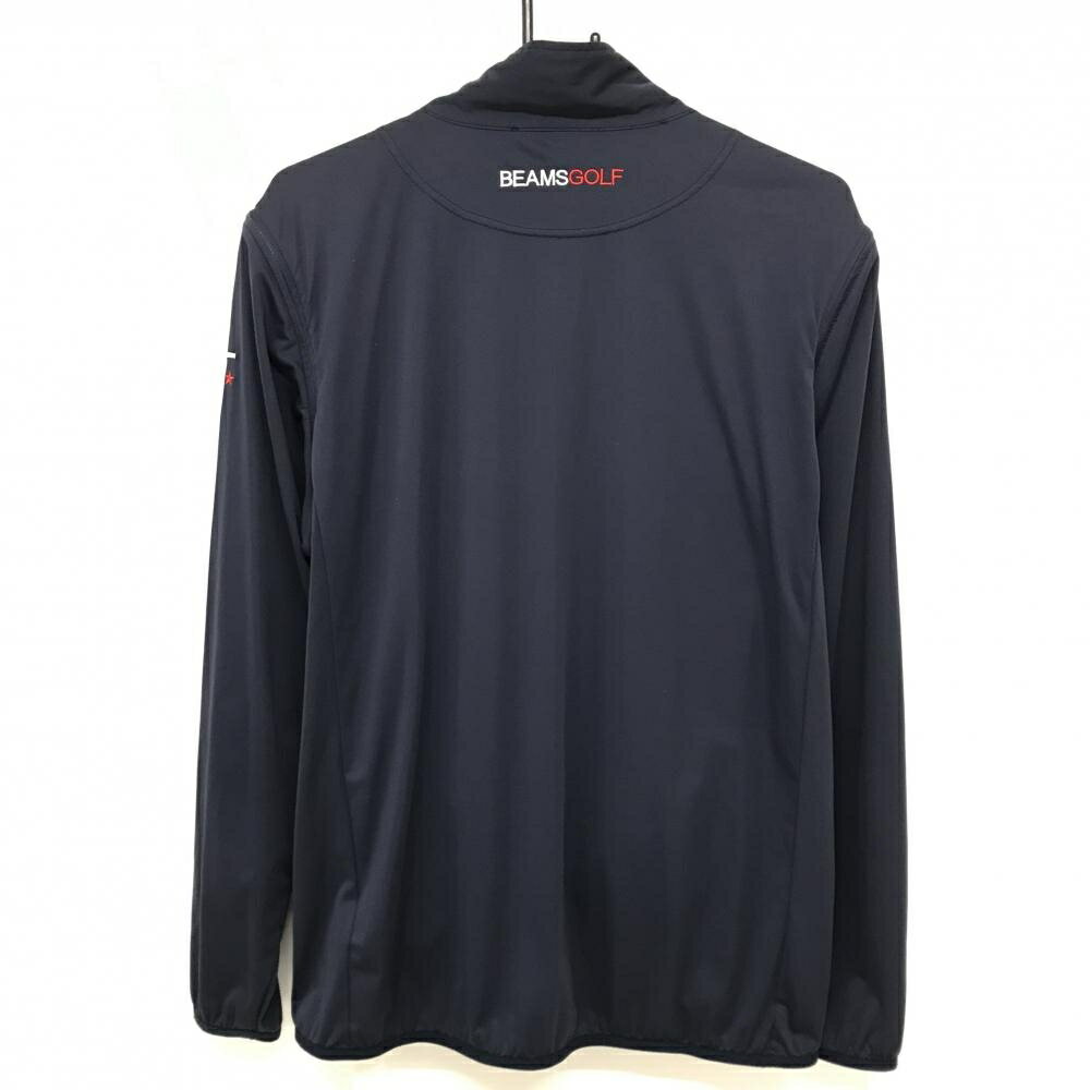 【美品】ビームスゴルフ 2WAYジャケット ネイビー×レッド 袖着脱可 ロゴ刺しゅう メンズ L ゴルフウェア BEAMS GOLF
