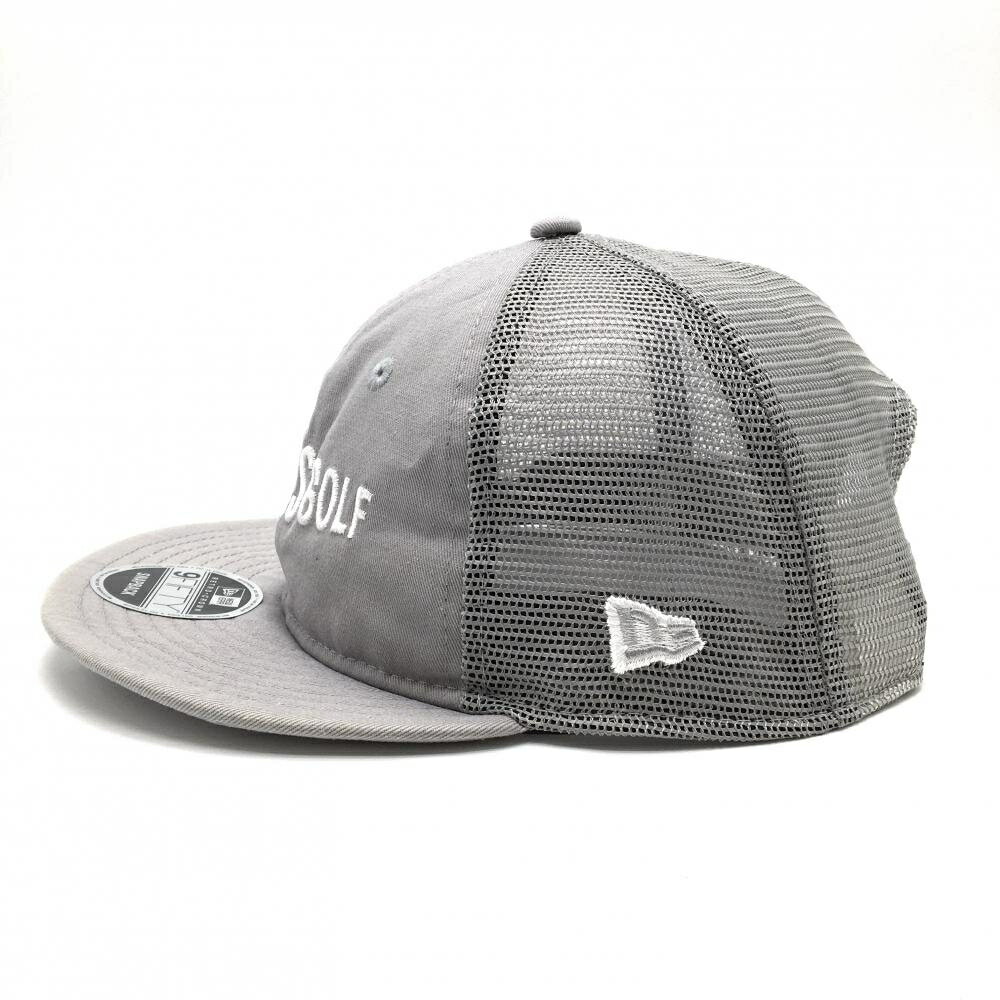 ビームスゴルフ×ニューエラ フラットキャップ グレー×白 メッシュ ロゴ刺しゅう ゴルフウェア BEAMS GOLF