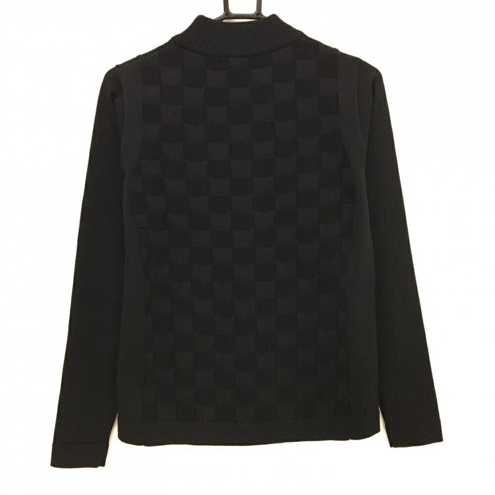 【超美品】マリクレール ハイネックセーター 黒 身頃格子編み レディース L ゴルフウェア marie claire