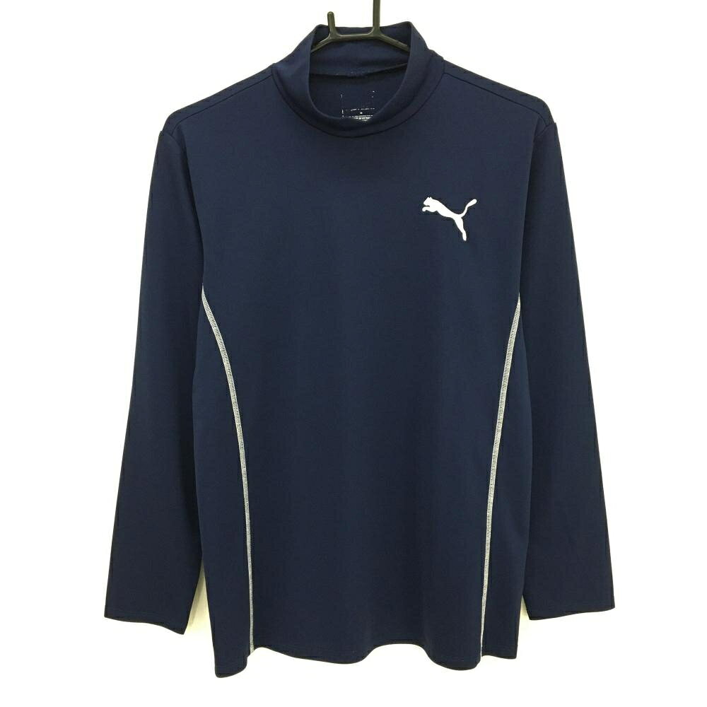 【美品】プーマ インナーシャツ ネイビー×白 ロゴ刺しゅう メンズ M ゴルフウェア PUMA(4.0)