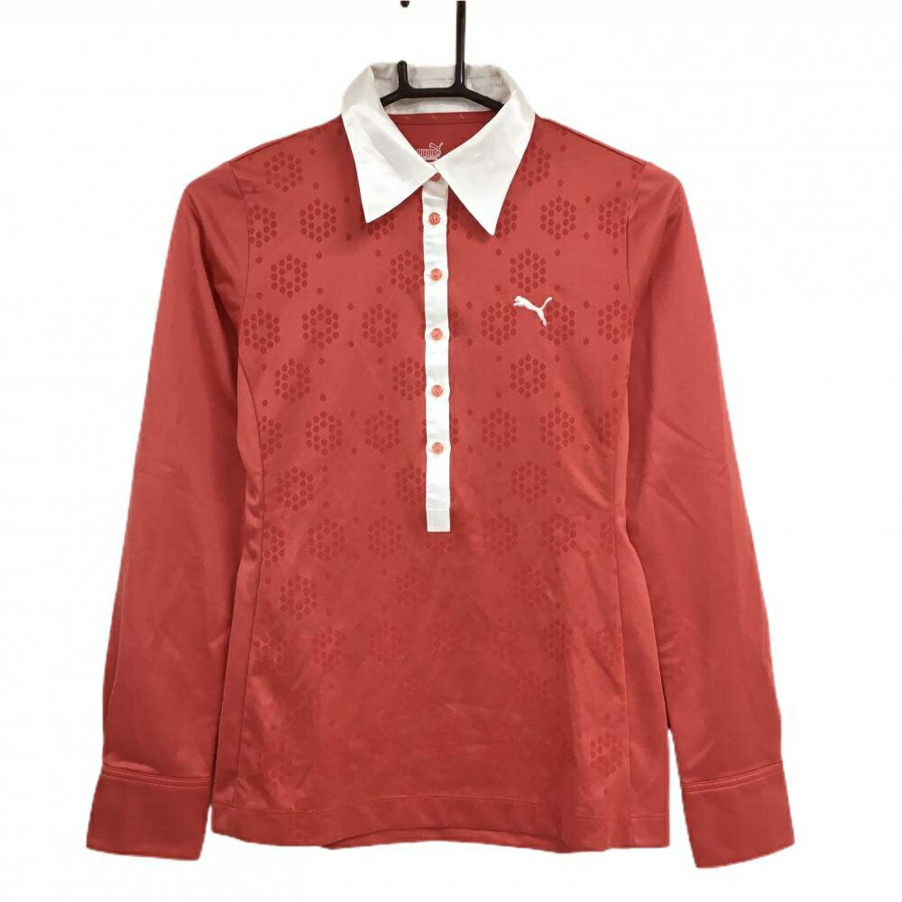 プーマ長袖ポロシャツレッド前身頃地...