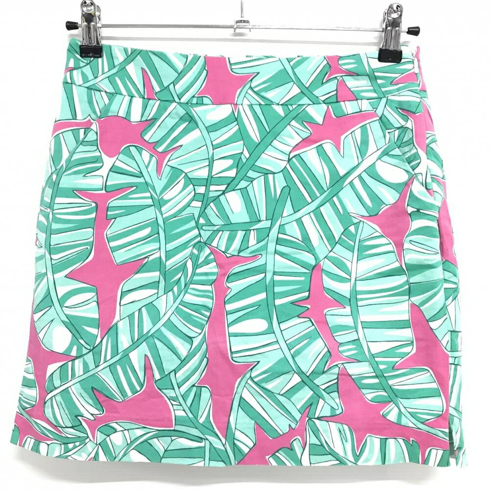 【超美品】ラウドマウス スカート ブルーグリーン×ピンク×白 総柄 内側インナーパンツ レディース US-00 ゴルフウェア LOUDMOUTH