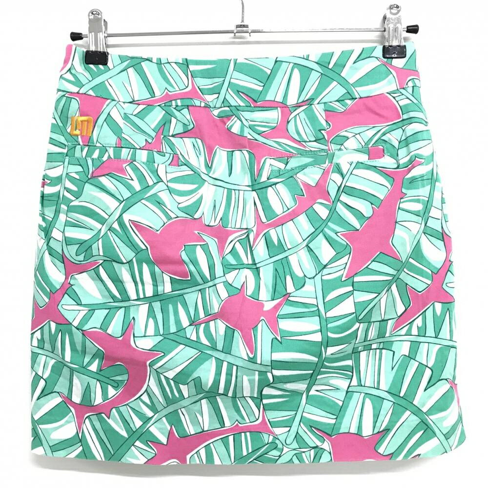 【超美品】ラウドマウス スカート ブルーグリーン×ピンク×白 総柄 内側インナーパンツ レディース US-00 ゴルフウェア LOUDMOUTH