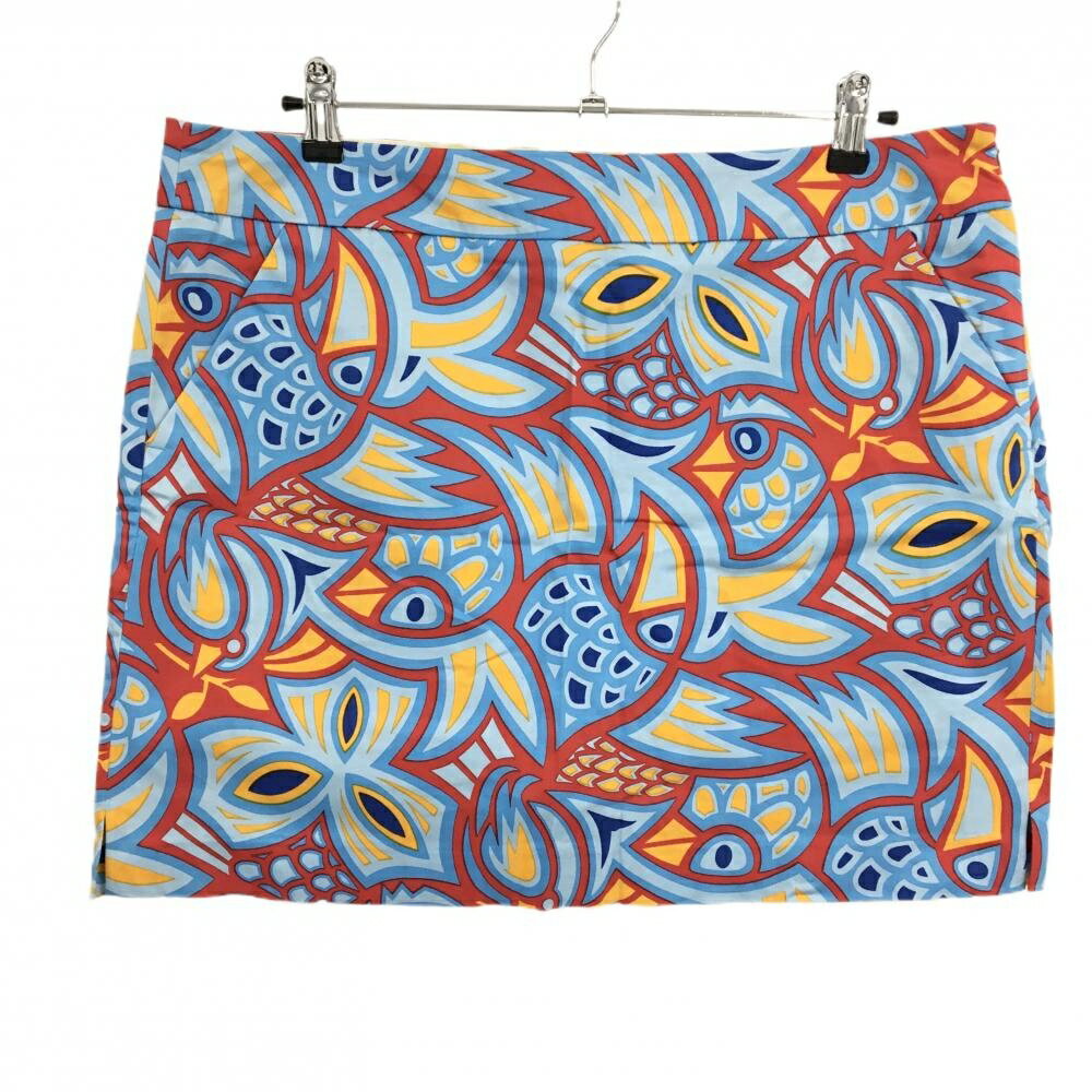 【超美品】ラウドマウス スカート ブルー×レッド ニワトリ総柄 レディース US-14 ゴルフウェア 大きいサイズ LOUDMOUTH
