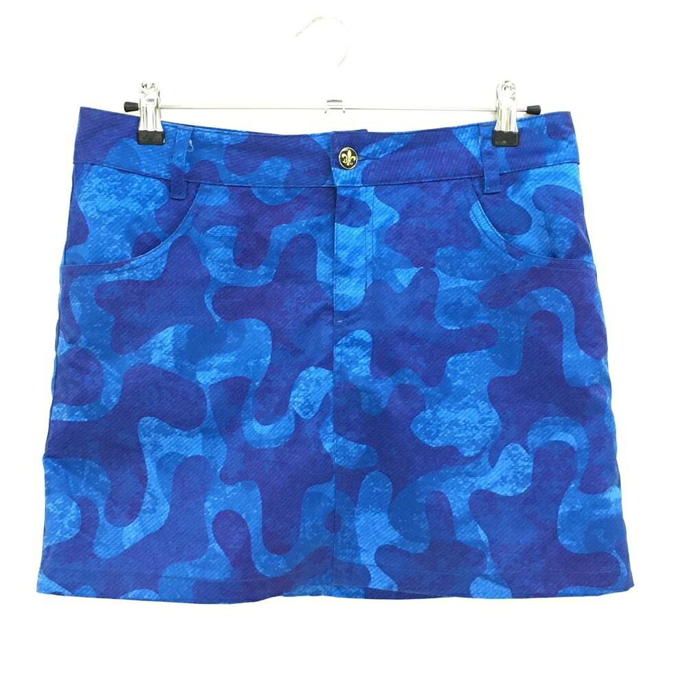 【超美品】バーディーハント スカート ブルー×パープル系 カモフラ風 バックロゴ刺しゅう レディース LL ゴルフウェア Birdie hunt