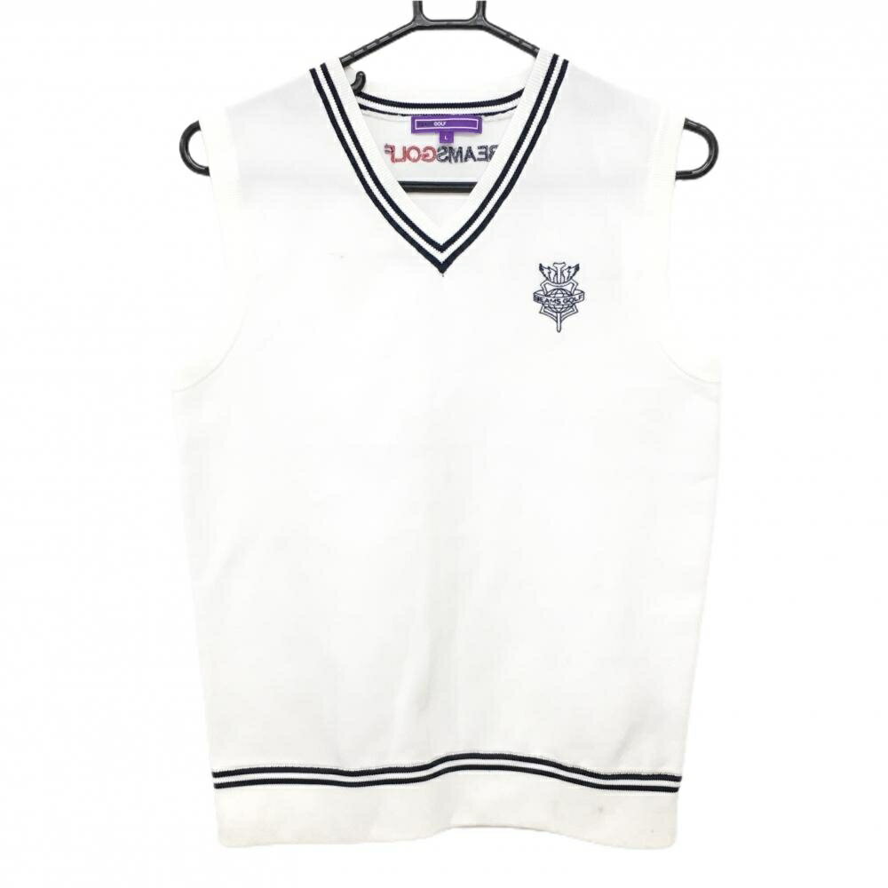 ビームスゴルフ ニットベスト 黒×ネイビー ネック・裾ライン Vネック メンズ L ゴルフウェア BEAMS GOLF