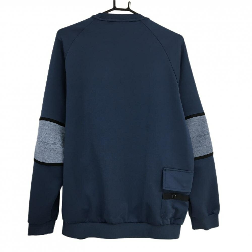 【美品】アディダス トレーナー ダークブルー×杢ブルー 複数ポケット メンズ O ゴルフウェア adidas