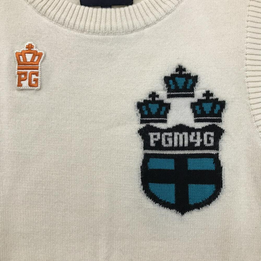 パーリーゲイツ ニットベスト アイボリー×ブルーグリーン系 ウール混　 レディース 0(S) ゴルフウェア PEARLY GATES