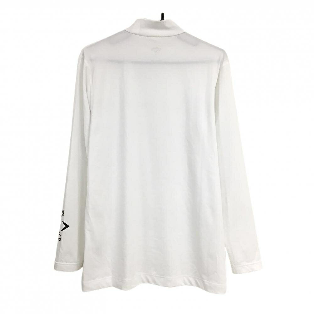 【超美品】キャロウェイ ハイネックインナーシャツ 白×黒 ネック・袖ロゴ メンズ LL ゴルフウェア Callaway