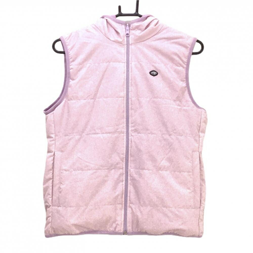 【美品】フィドラ 中綿リバーシブルベスト ライトピンク 片面ベロア調 レディース M ゴルフウェア FIDRA