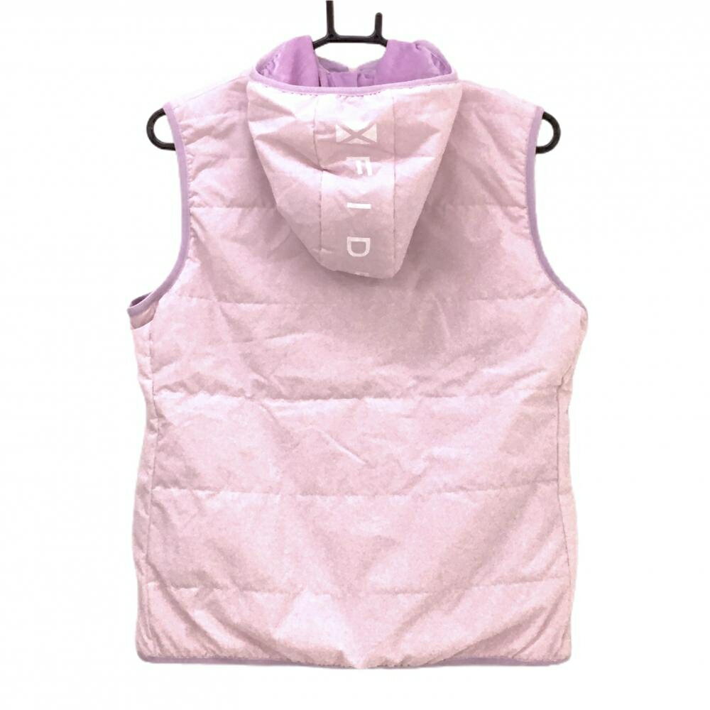 【美品】フィドラ 中綿リバーシブルベスト ライトピンク 片面ベロア調 レディース M ゴルフウェア FIDRA
