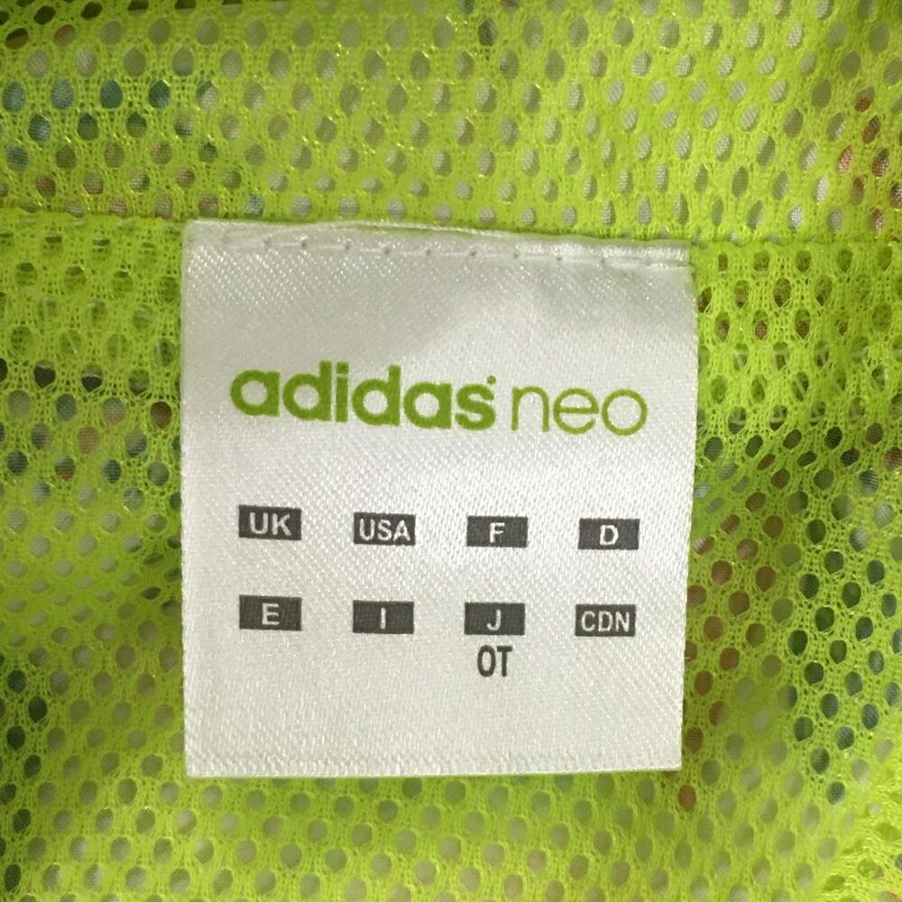 【美品】アディダスneo ジップパーカー 白×グリーン リーフ柄 動物 裏地メッシュ レディース OT ゴルフウェア adidas