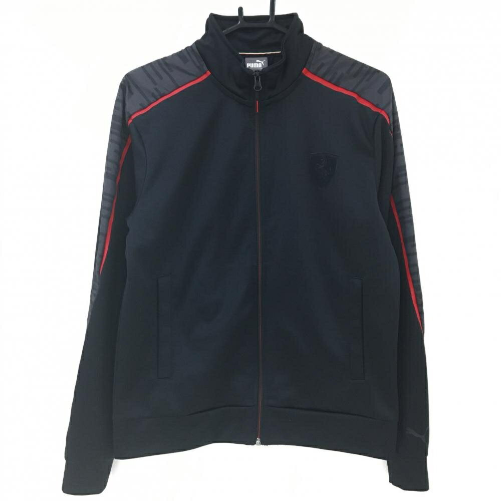 プーマ×フェラーリ ジャケットブルゾン 黒×レッド 袖ライン切替 メンズ S ゴルフウェア PUMA