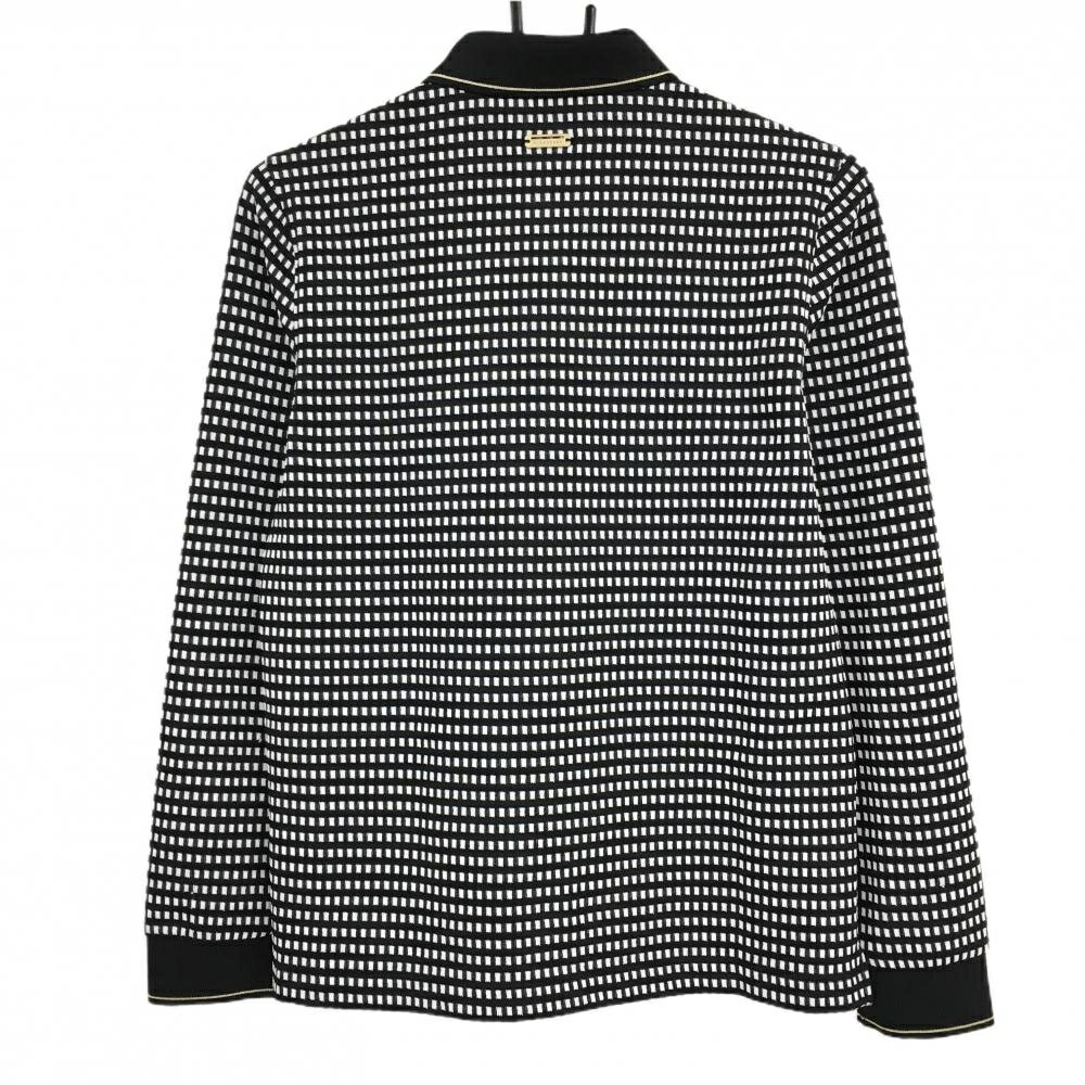 【超美品】セントアンドリュース 長袖ポロシャツ 黒×白 格子地模様 レディース M ゴルフウェア St ANDREWS