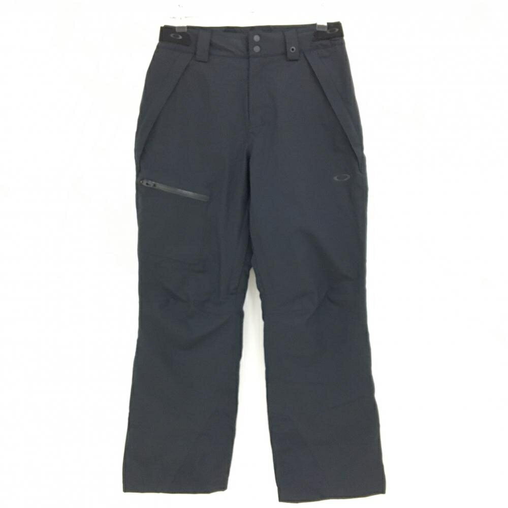 【超美品】オークリー パンツ 黒 立体ロゴ ウエストサイズ調整 裏微起毛 裾二重 メンズ M ゴルフウェア Oakley(4.0)