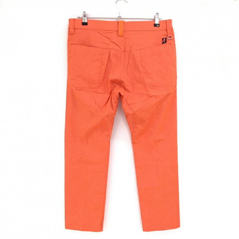 【美品】ブリヂストン パンツ オレンジ ストレッチ ロゴ黒 メンズ 85 ゴルフウェア Bridgestone