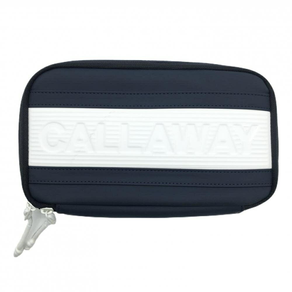 【美品】キャロウェイ ポーチ ネイビー×白 内ポケット ゴルフ Callaway