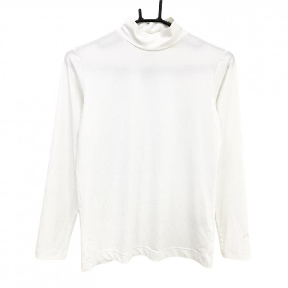 【超美品】キャロウェイ ハイネックインナーシャツ 白 袖口ロゴ レディース M ゴルフウェア Callaway