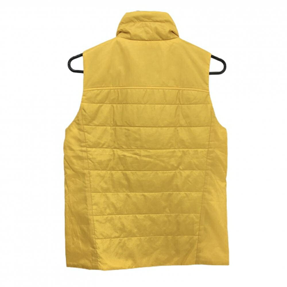 【美品】マンシングウェア 中綿ベスト イエロー×ネイビー ロゴ刺しゅう ジップポケット レディース M ゴルフウェア Munsingwear