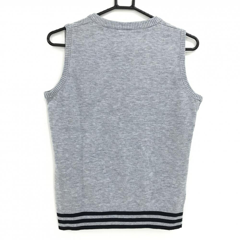 アディダス ニットベスト グレー ケーブル編み Vネック 裾3ライン レディース S/P ゴルフウェア adidas