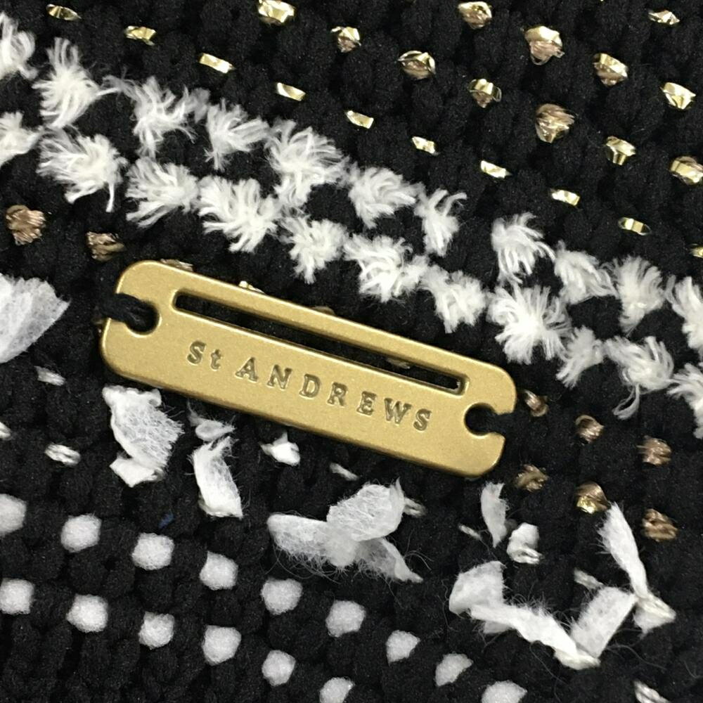 【超美品】セントアンドリュース ニットベスト 黒×白 Vネック 総柄編み地 レディー...