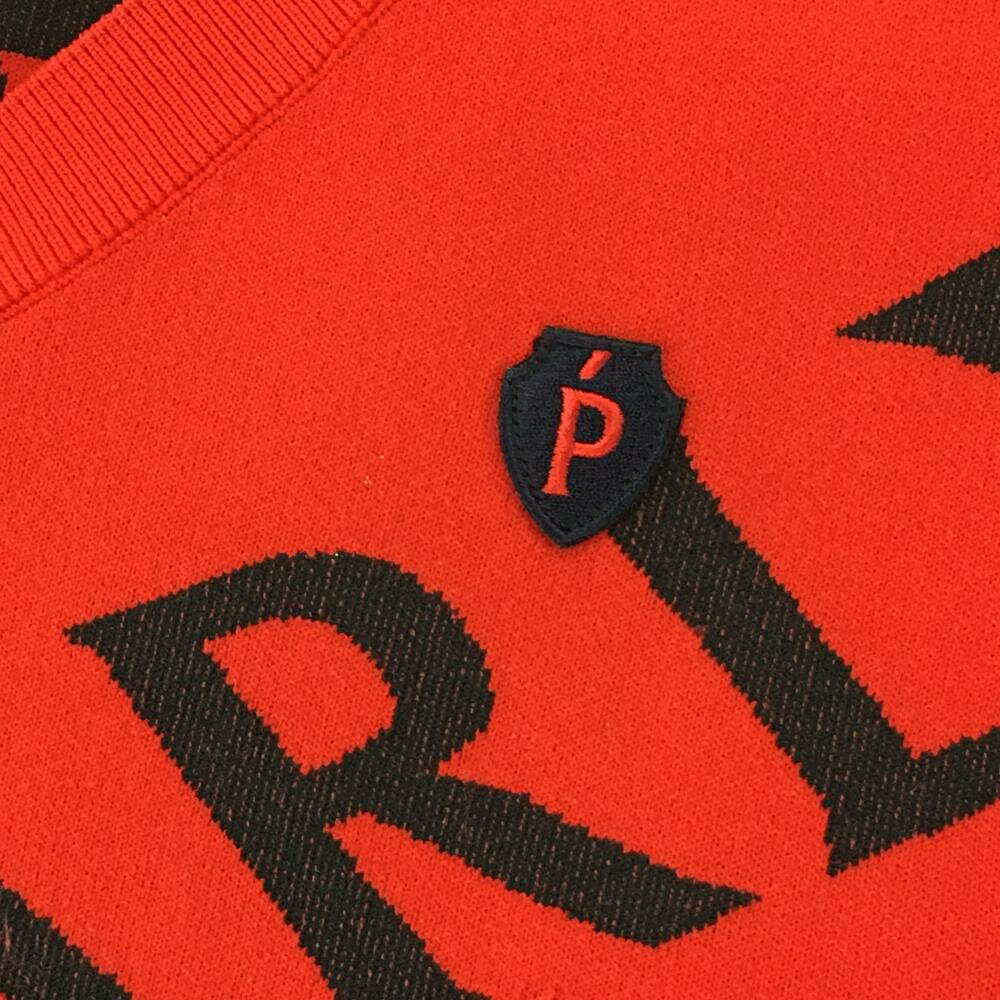 【美品】パーリーゲイツ ニットベスト レッド Vネック ロゴ レディース 0(S) ゴルフウェア PEARLY GATES