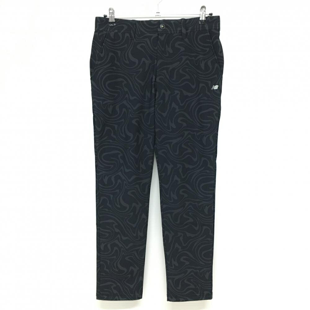 【超美品】ニューバランスゴルフ パンツ 黒×グレー 総柄 ウエスト一部ゴム ストレッチ メンズ 4(M) ゴルフウェア New Balance