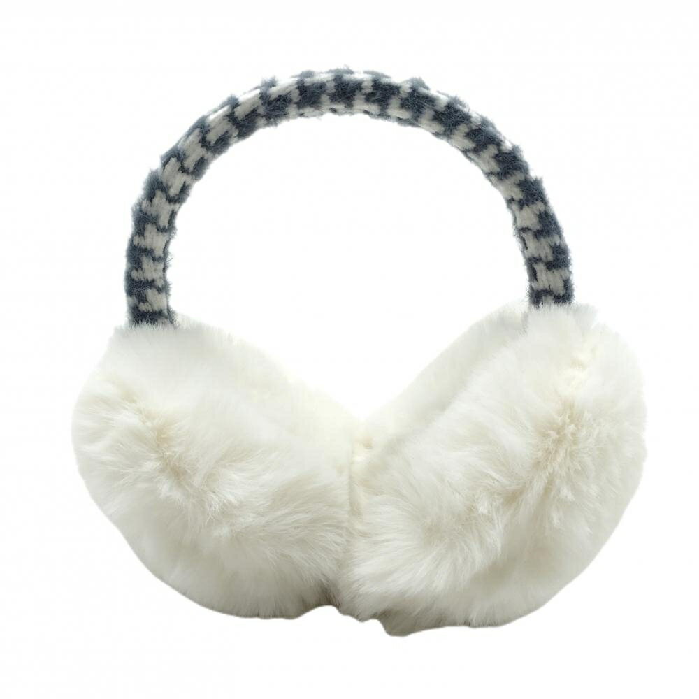 【超美品】マンシングウェア イヤーマフ 白×グレー ファー 耳当て ゴルフ Munsingwear