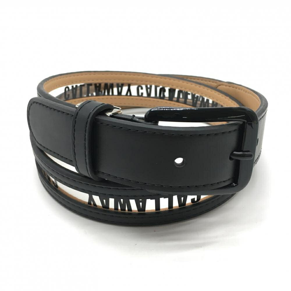 【超美品】キャロウェイ ベルト 黒 一部クリア素材 ロゴ バックル黒 レディース ゴルフウェア Callaway