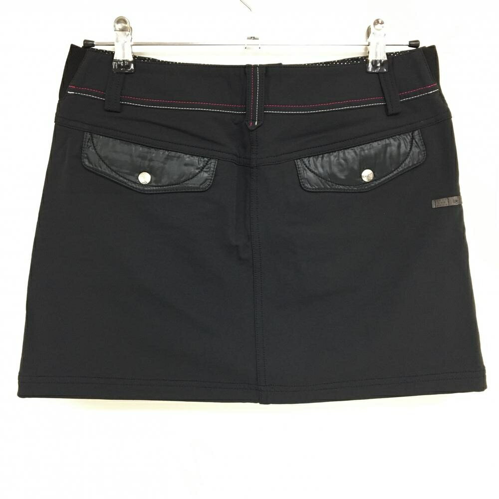 【美品】プーマ スカート 黒 裾ロゴ 裏起毛 ストレッチ レディース L ゴルフウェア PUMA