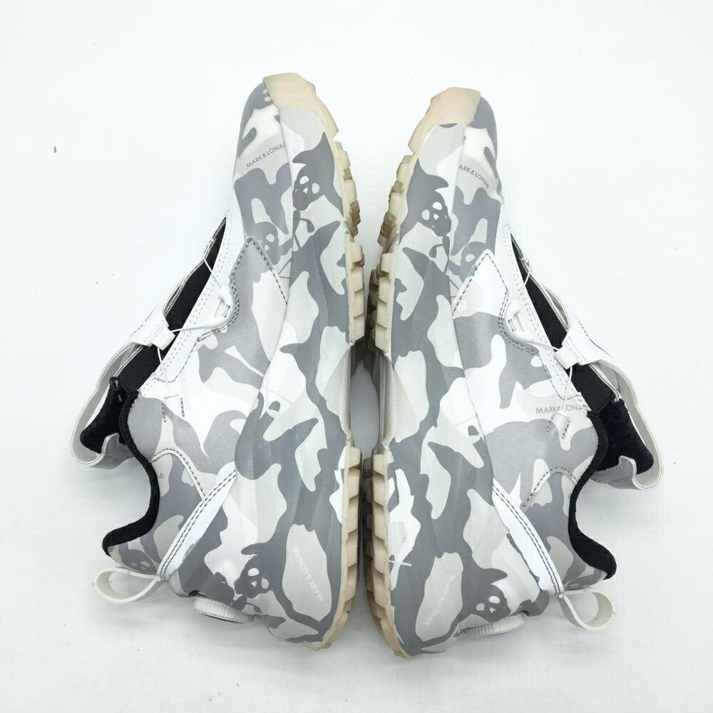 【超美品】マークアンドロナ ゴルフシューズ グレー×白 カモフラ Atrium Spikeless スパイクレス メンズ 25.0 ゴルフウェア MARK＆LONA