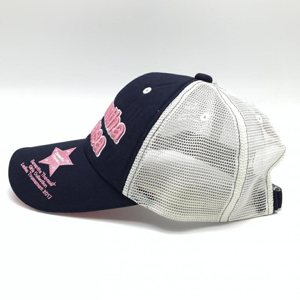 【美品】サマンサタバサUNDER25 メッシュキャップ ネイビー×ピンク 立体ロゴ レディース F ゴルフウェア Samantha Thavasa