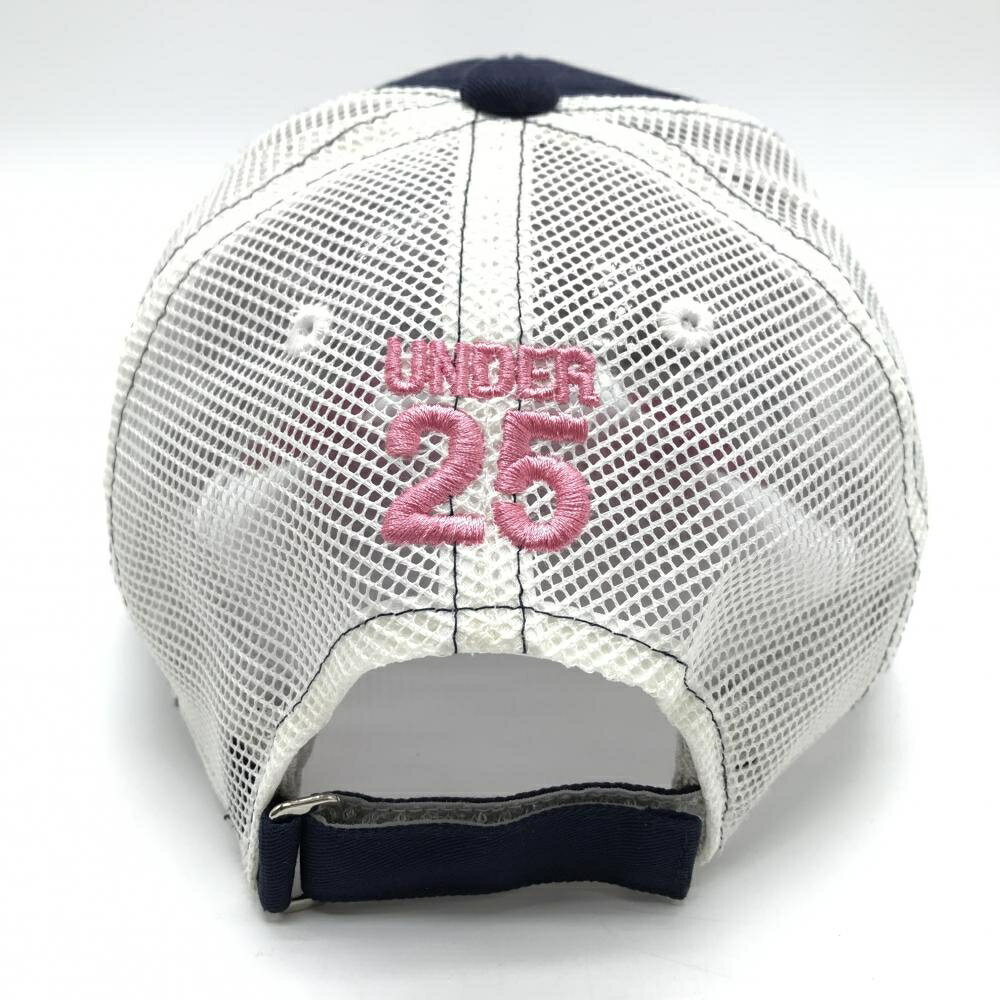 【美品】サマンサタバサUNDER25 メッシュキャップ ネイビー×ピンク 立体ロゴ レディース F ゴルフウェア Samantha Thavasa