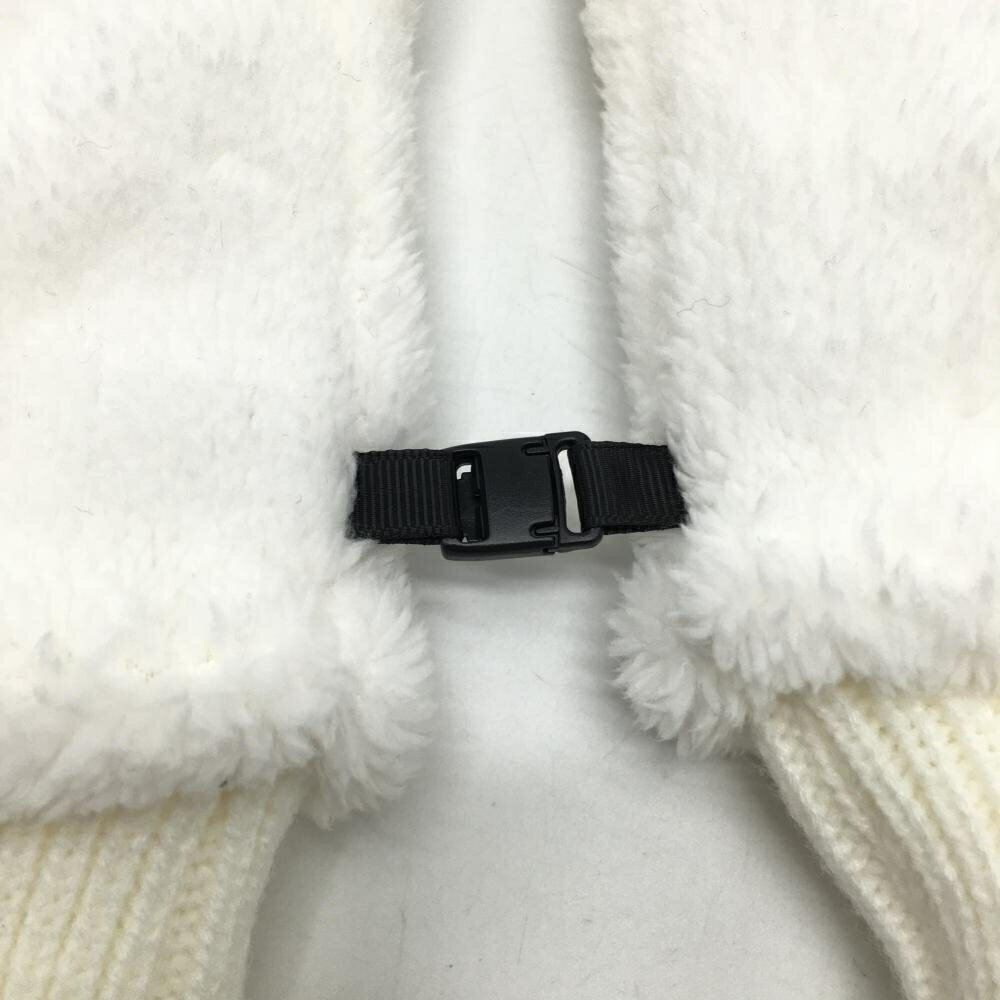 【超美品】ルコック 手袋 白×ネイビー ボア ミトン ロゴ刺しゅう レディース F ゴルフウェア le coq sportif