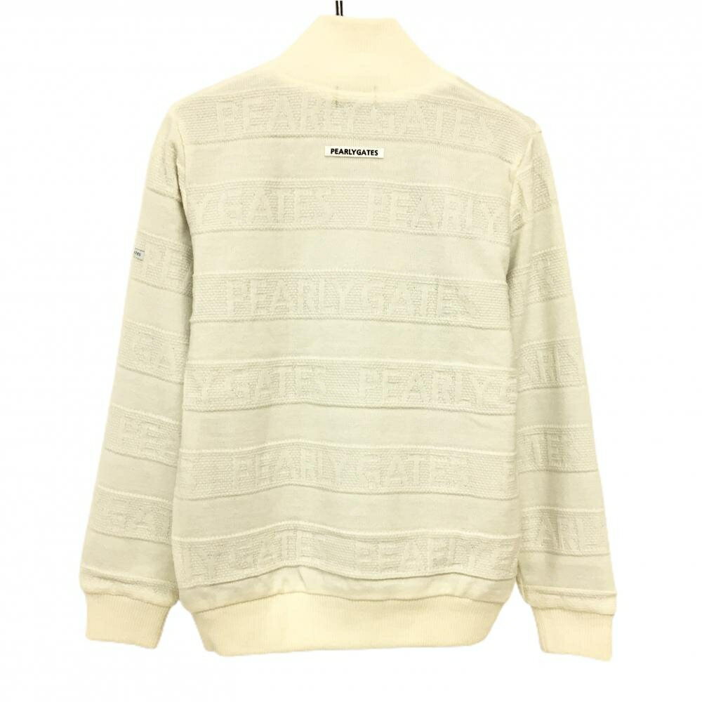 【新品】パーリーゲイツ ニットジャケット 白 ロゴボーダー 裏地ニコちゃん総柄 メンズ 4(M) ゴルフウェア 2023年モデル PEARLY GATES